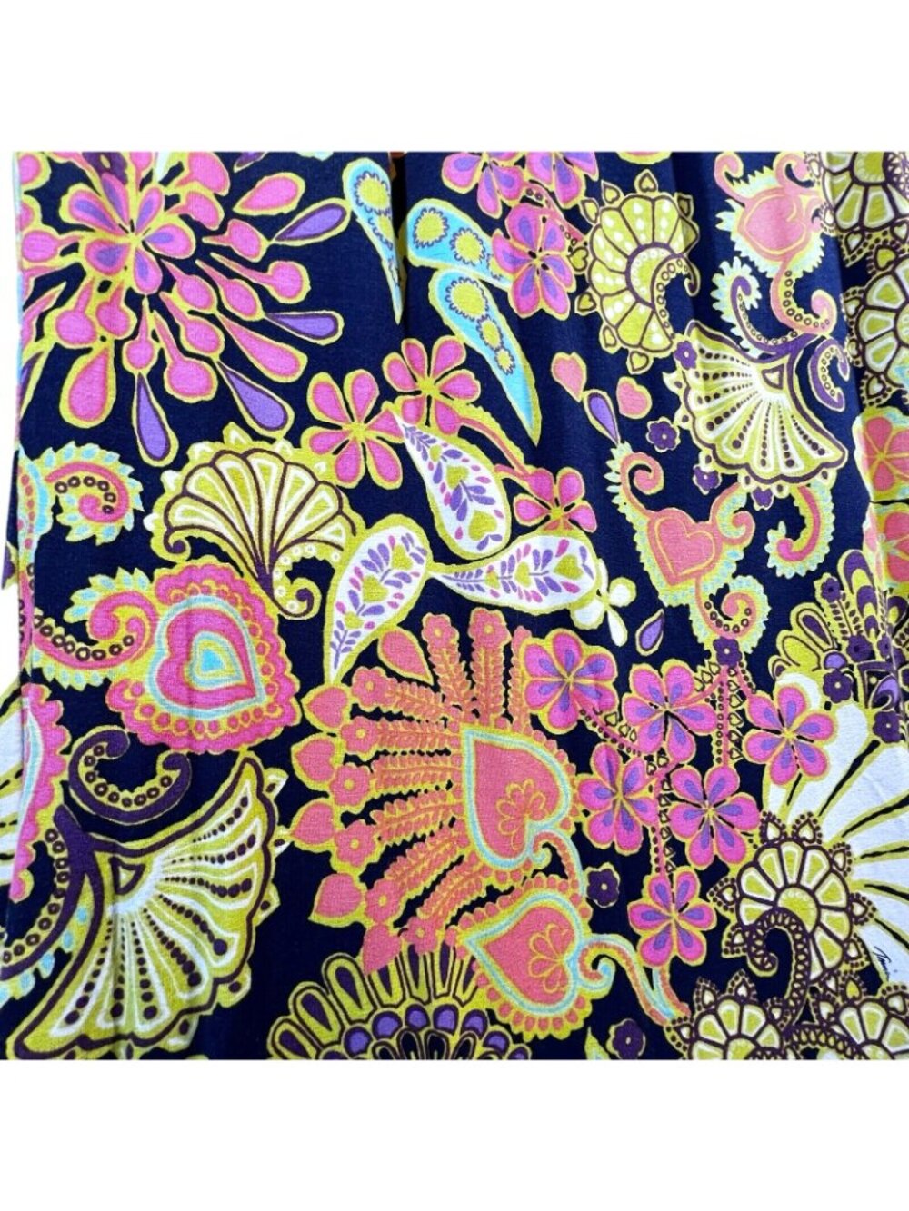 Trina Turk Floral Paisley Shift Dress 6 Hippie Boho Kaleidoscope Lined Keyhole - Picture 3 of 12